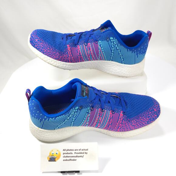 Skechers Burst Athletic Lace Up Running Shoe Womens Size 8 12437 Blue White - Picture 4 of 9